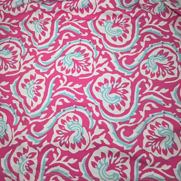 J. McLaughlin Dress XS Pink Aqua Scroll Floral Short Sleeve Knit Shift Stretch - Picture 11 of 11